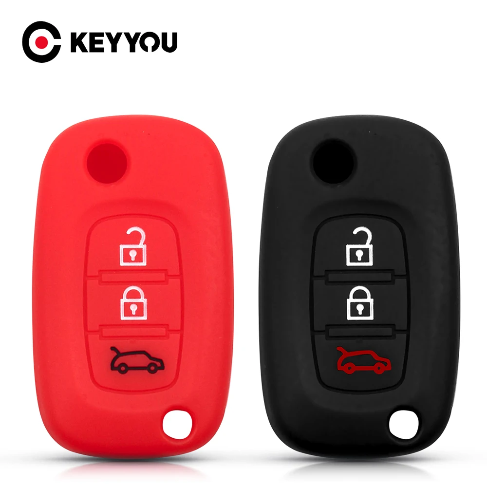 

KEYYOU Remote Car Key Silicone Case Protection For LADA Priora Sedan sport Kalina Granta Vesta X-Ray XRay For Renault 3 Buttons