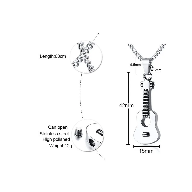 LOOKER Панк мужской держатель для пепла урна ожерелье из нержавеющей стали гитара