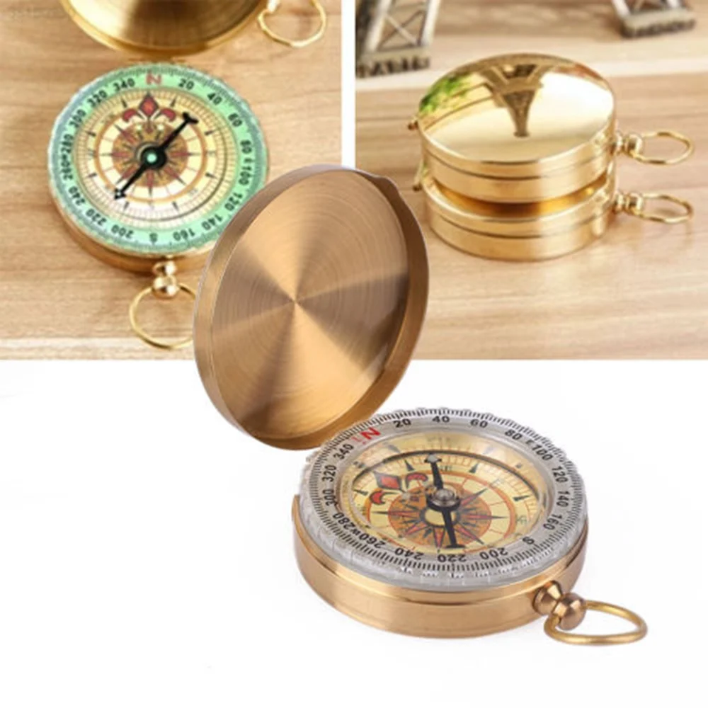 

Compass Outdoor Camping Compasses Copper Shell Compass Flip Up Cover Shakeproof Direction Recognition Outdoor