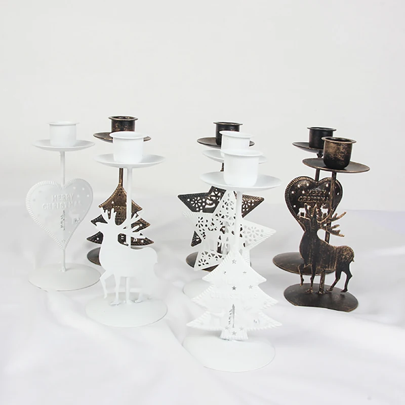 

Christmas Candlestick Iron Metal Candle Holders Christmas Decorations Desktop Candle Stand Home Decor For Table Xmas Ornament