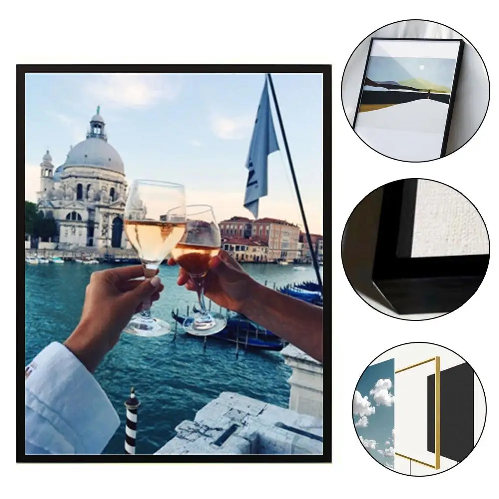 

Modern Photo Frame Oil Painting Pictures Frames Metal Poster Plexiglass Black Prints Kids Room Wall Art Home Decoration