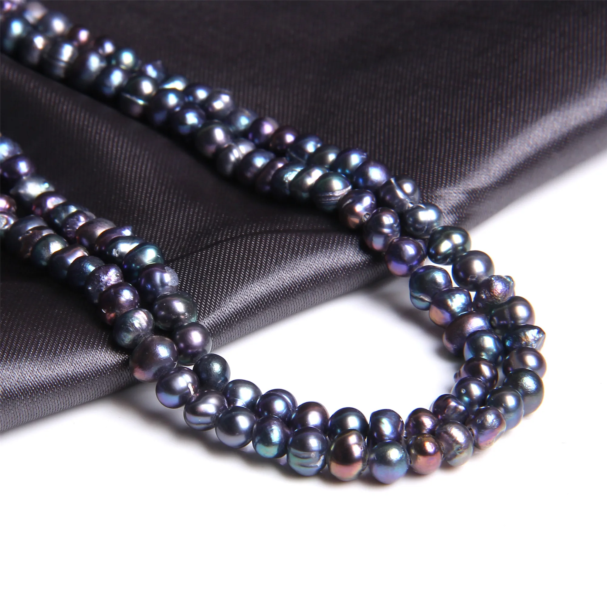 Свободная форма 4 мм натуральный пресноводный черный жемчуг в стиле барокко