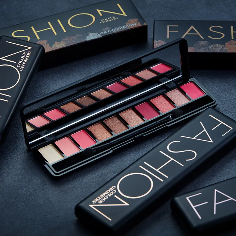 10 цветов Геометрическая палитра теней для век матовый блеск Русалка макияжа