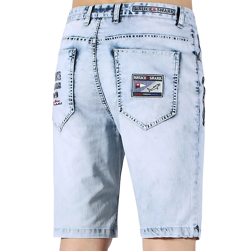 Джинсы мужские прямые с вышивкой брюки из денима тонкие смягчающие хлопковые