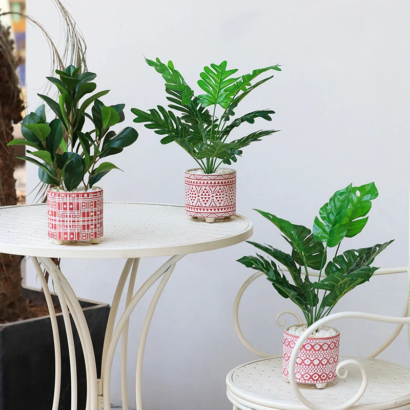 

artificial plants Simulation potted ornaments indoor living room turtle back leaves fake green plants bonsai desktop decoration