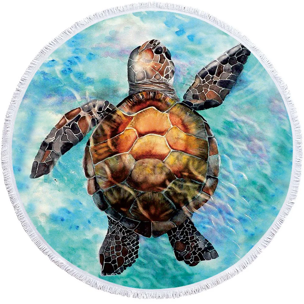 Морская черепаха круглое пляжное Полотенца карта круг пляжный коврик Roundie