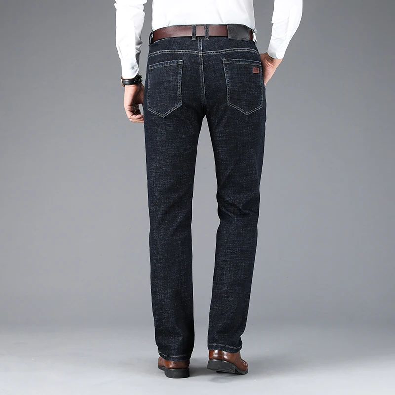 Business Casual Jeans Homme Blue Black Pantalon Spijkerbroeken Heren Pants Biker Trousers Baggy Slim Fit Denim High Quality Soft