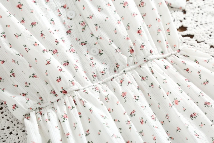 Маленький свежий цветок короткий рукав летнее женское платье печать студентов