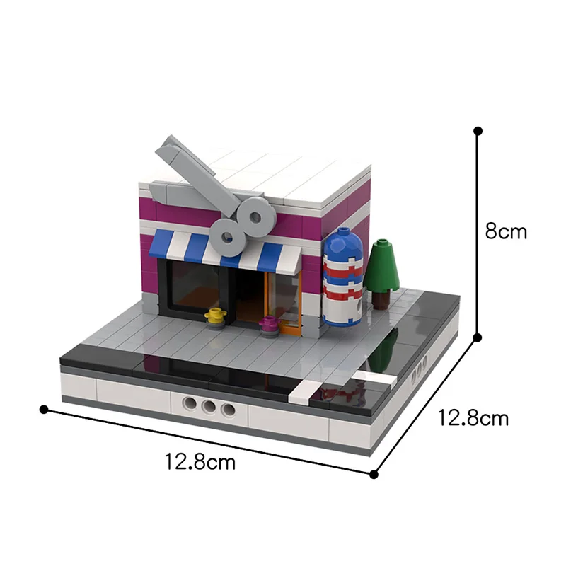 

City Street View barber Shop MOC Building Blocks Bricks Toys Play House Collection Set Educational DIY Toy For Children Kids