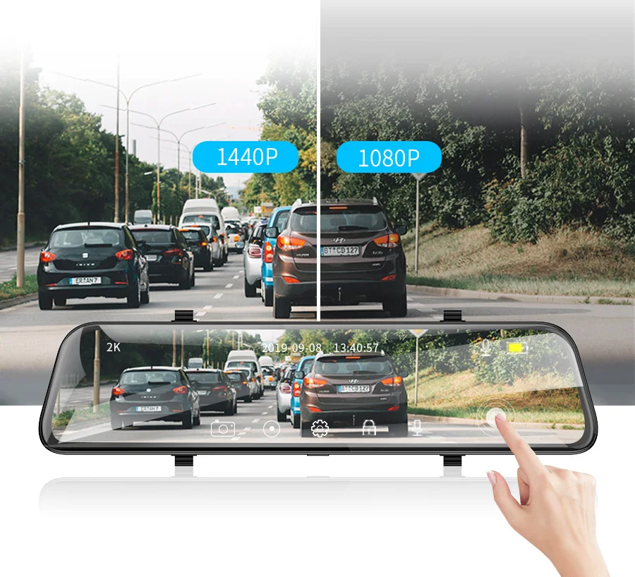 E-ACE A38 Автомобильный видеорегистратор 1" Сенсорное зеркало заднего вида 2K Dashcam с камерой заднего вида FHD 1080P Автомобильная камера с двумя объективами видео Dvr рекордер