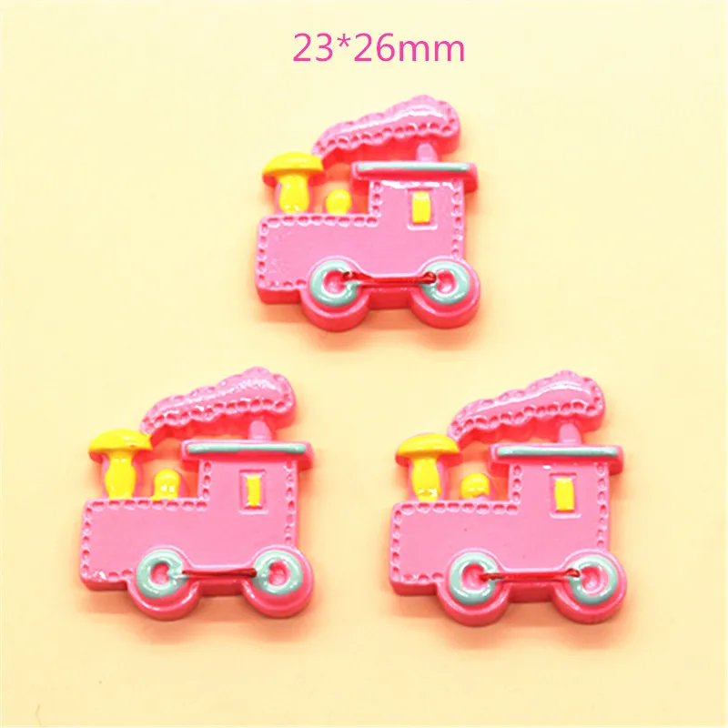 

10PCS Kawaii Pink Locomotive Resin Miniature Flatback Cabochon Art Supply DIY Craft Scrapbooking,23*26mm