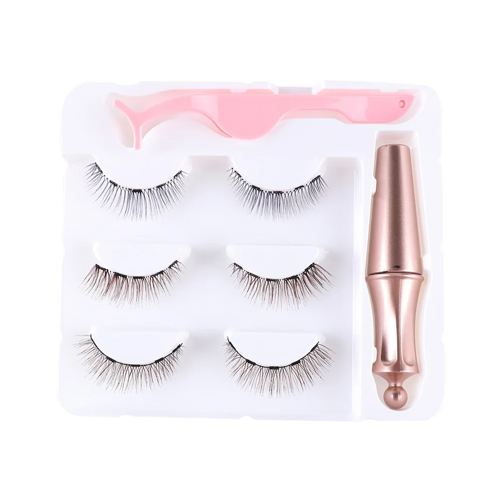Set 02 Natural 5 магнитные Накладные ресницы с магнитной подводкой для глаз и набор пинцетов Магнитный ненастоящий ресницы Водонепроницаемый стойкий ресницы удлинитель макияж - Цвет: Set 02 Natural