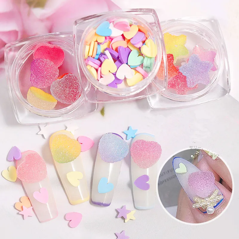 3D Сердце Звезда украшения для ногтей градиентные красочные мягкие капли дизайн
