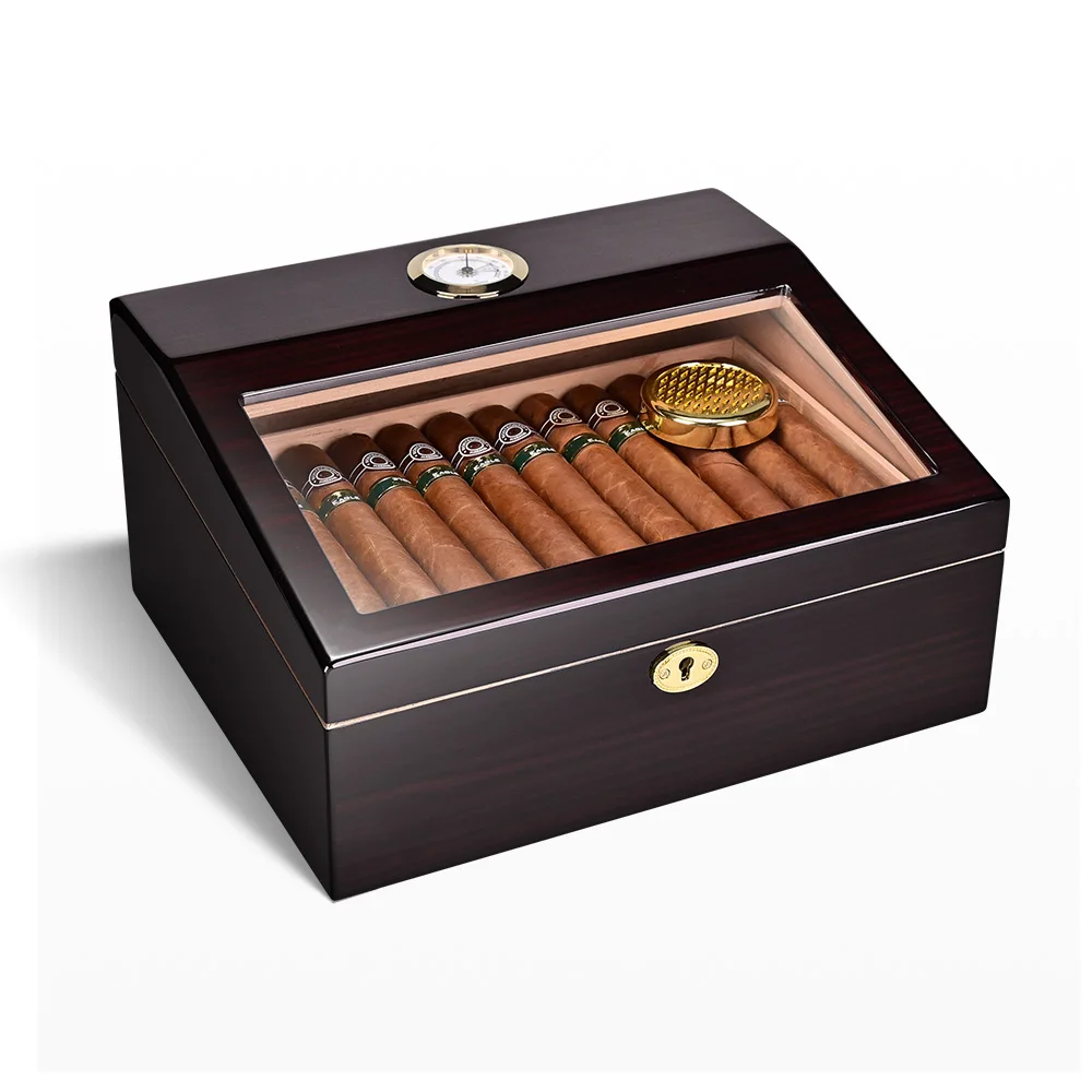 

Beautiful Cigar Humidor Natural Cedar Wood Cigar Humidor Box With Humidifier Hygrometer Safety Lock Cigar Box Cabinet 2 Layers