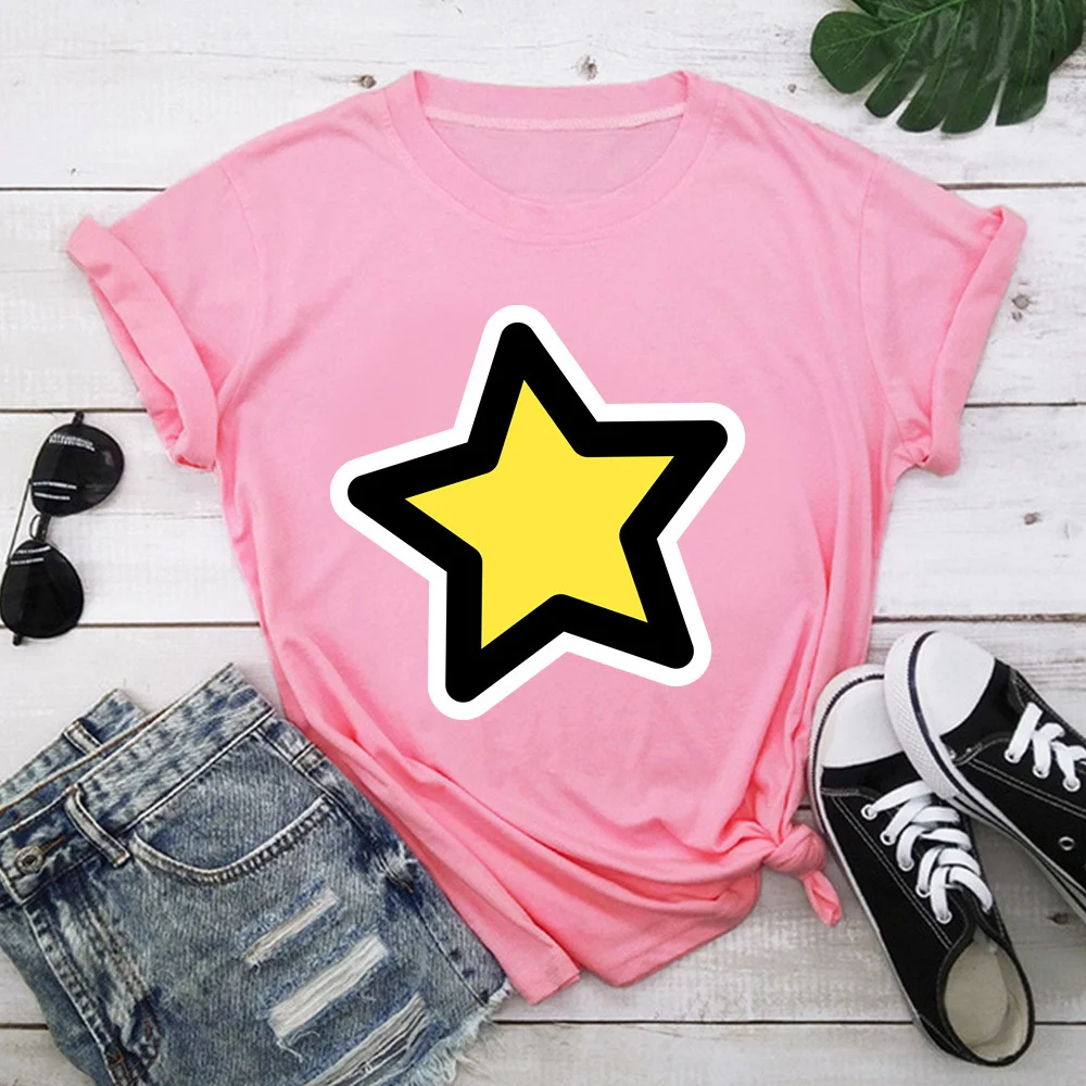 

Five-Pointed Star Tshirt Women T-shirts Tops Femme Clothes Female T-shirt Harajuku Summer 90s Tshirt TX8596