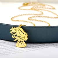 snow white necklaces for women beauty and the beast princess necklace choker stainless steel jewelry childrens birthday gifts
