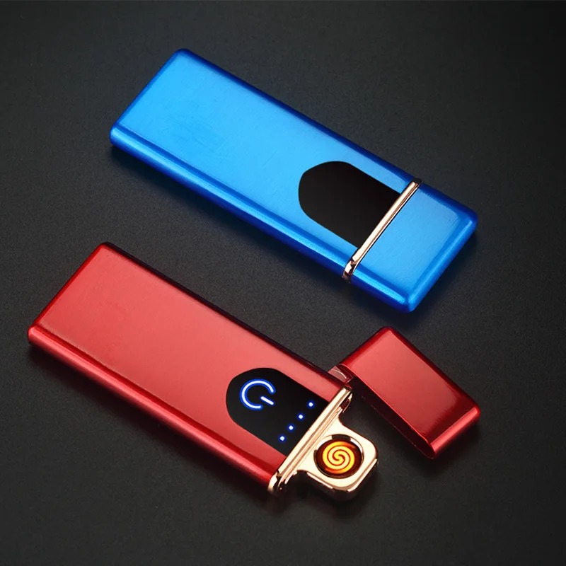 Ветрозащитная зажигалка с сенсорным экраном перезаряжаемая через USB индикатором