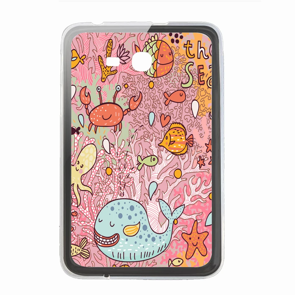 Мягкий с рисунком из ТПУ чехол для samsung Galaxy Tab 3 lite 7,0 tab 3 V VE SM-T110 T111 T113 SM-T116NU прозрачная на планшет задняя крышка