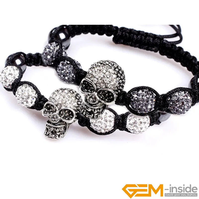 Кристаллы череп ювелирные изделия 10 мм Микро Проложить CZ Диско Шар Стразы бусины браслеты для мужчин женщин мужчин подарки