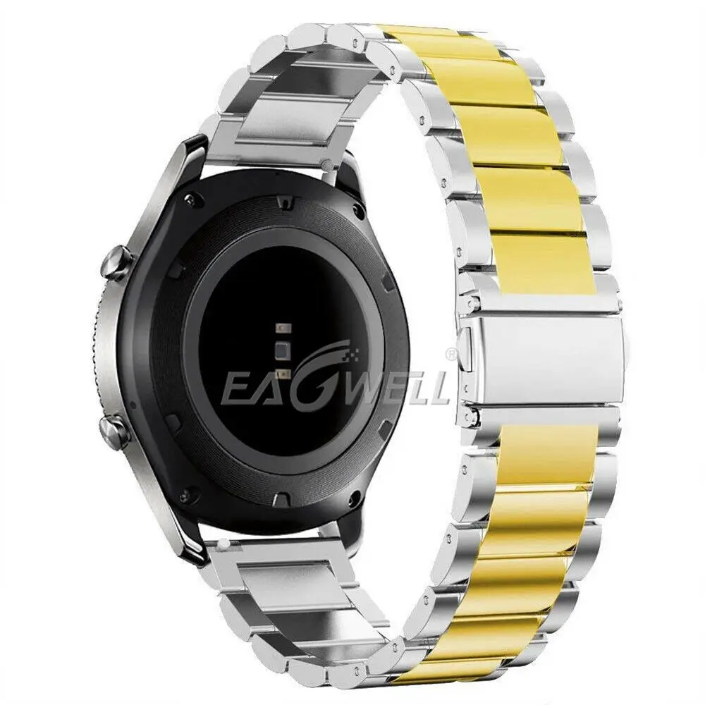 Silver Gold Ремешок для часов из нержавеющей стали для huawei Watch GT/2 Pro 22 мм Универсальный сменный Браслет ремешок для samsung gear S3 Frontier - Цвет: Silver Gold