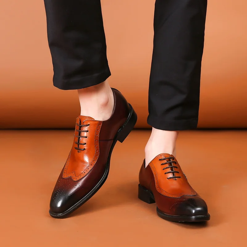 

Men's Classic Trend Designer Pointed Gradient Brock Oxford Shoes Business Formal Casual All-match Shoes HL058