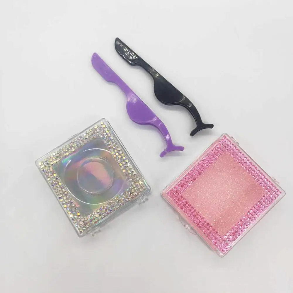 Цветные алмазные коробки для упаковки ресниц оптом блестящий пластиковый чехол