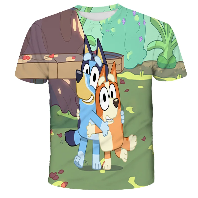 

New Children's T-Shirts BLUEY- Cartoon Kids Tops for Boys Girls Summer Short Sleeve 3D Printed Child Clothes Dog Cool Tee Shirt