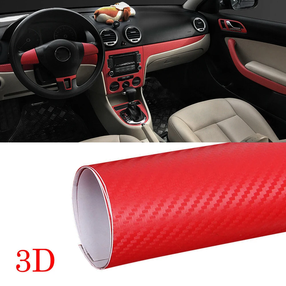 

Vinyl Car sticker Wrap 3D Accessories Carbon Fiber Mouldings Panel Red