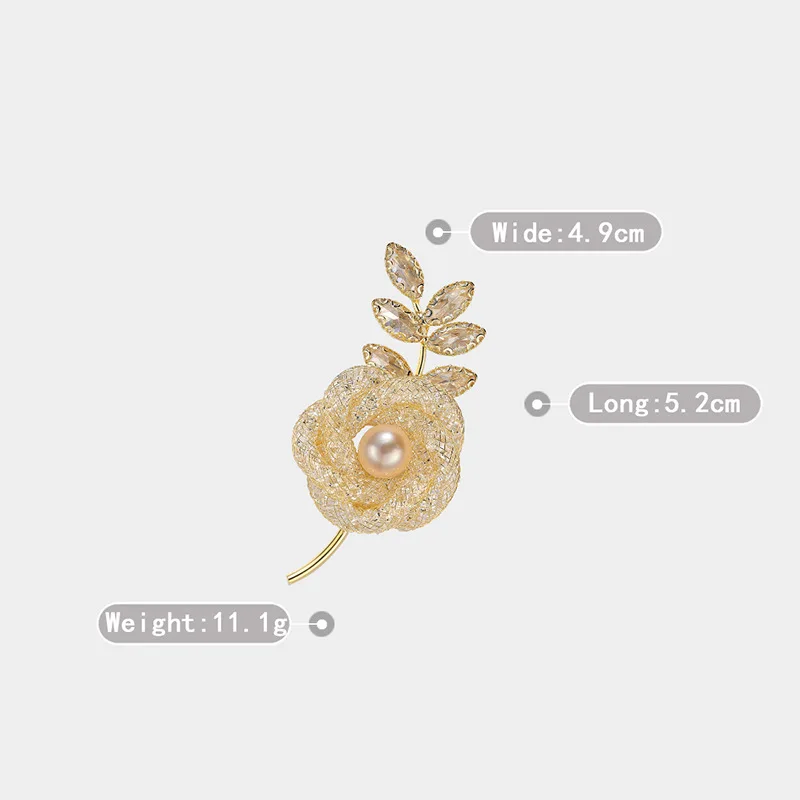 

New Luxury Hollow Rose Brooches for Women Elegant Natural Freshwater Pearl Flower clothing Wedding Accessories Female Corsage