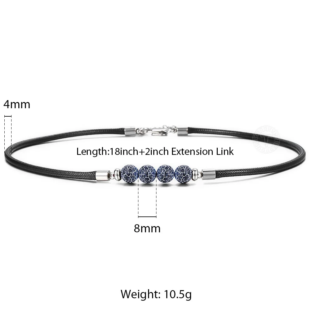 DN142 Trendsmax 8mm Natural Tiger Eye Stone Bead Necklace Charm Black Leather Cord Choker Necklace for Men Women Jewelry Gift DN125 - Metal Color: DN142