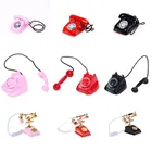 Миниатюрный металлический мини-телефон для кукольного домика, проводной телефон для ролевых игр, кукольный домик, Миниатюрная игрушка, украшение, подарок для детей, 112