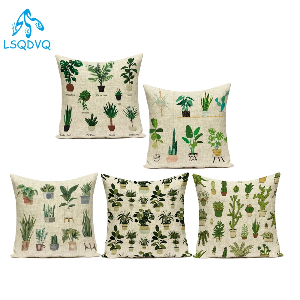 

Декоративный чехол для подушек, Тропическое зеленое растение кактус, лист, полиэстеровый диван, домашний декор, Capa De Almofadas, украшение для гос...