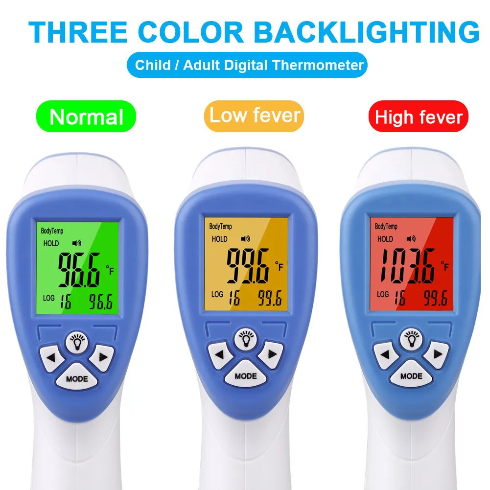 Бесконтактный инфракрасный термометр для лба ABS взрослых и детей с ЖК дисплеем