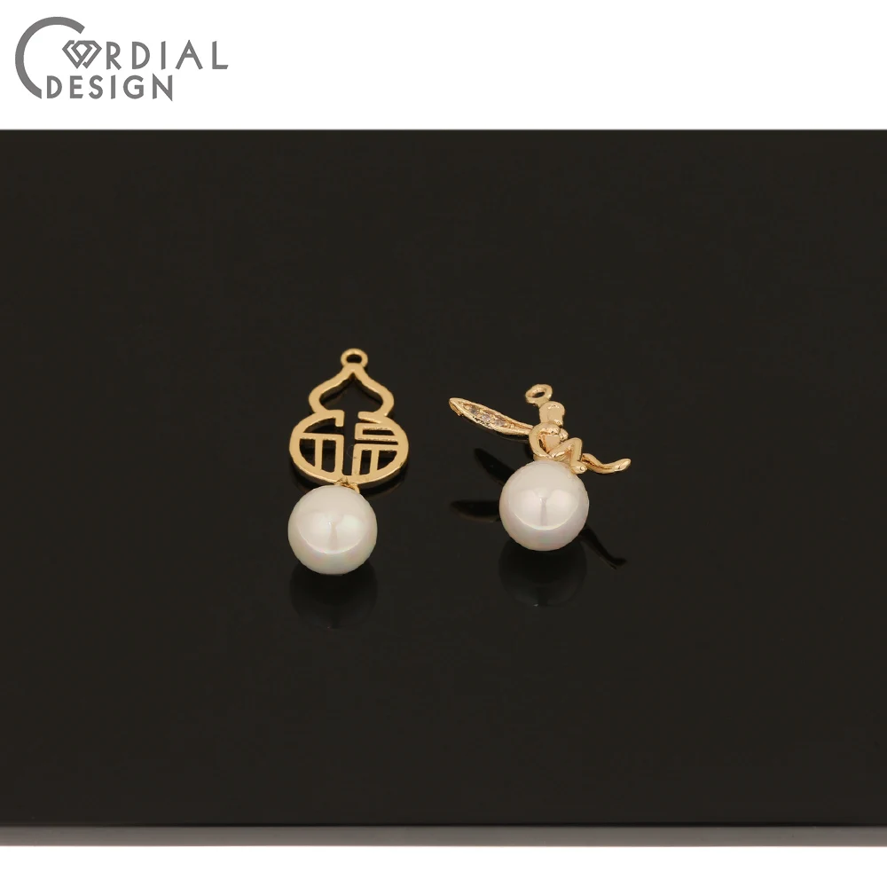 

Cordial Design 20Pcs Jewelry Accessories/Imitation Pearl/DIY Earrings Making/CZ Charms/Hand Made/Genuine Gold Plating/Pendant