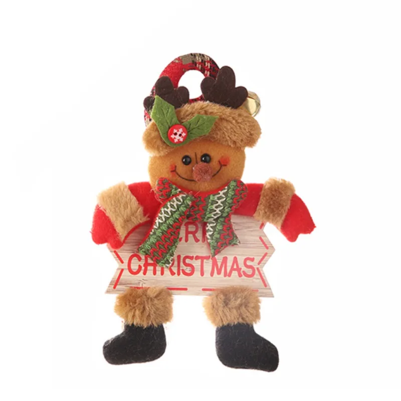 Плюшевая кукла с золотым колокольчиком и деревянным знаком рождественская