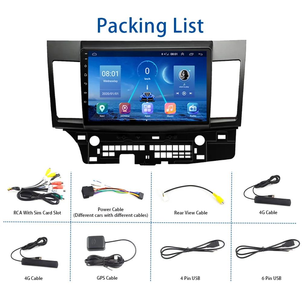 Для Mitsubishi Lancer Car Radio Android 2 DIN аудио мультимедиа 2007 2012 Bluetooth 4G слот для карт WIFI Carplay IPS