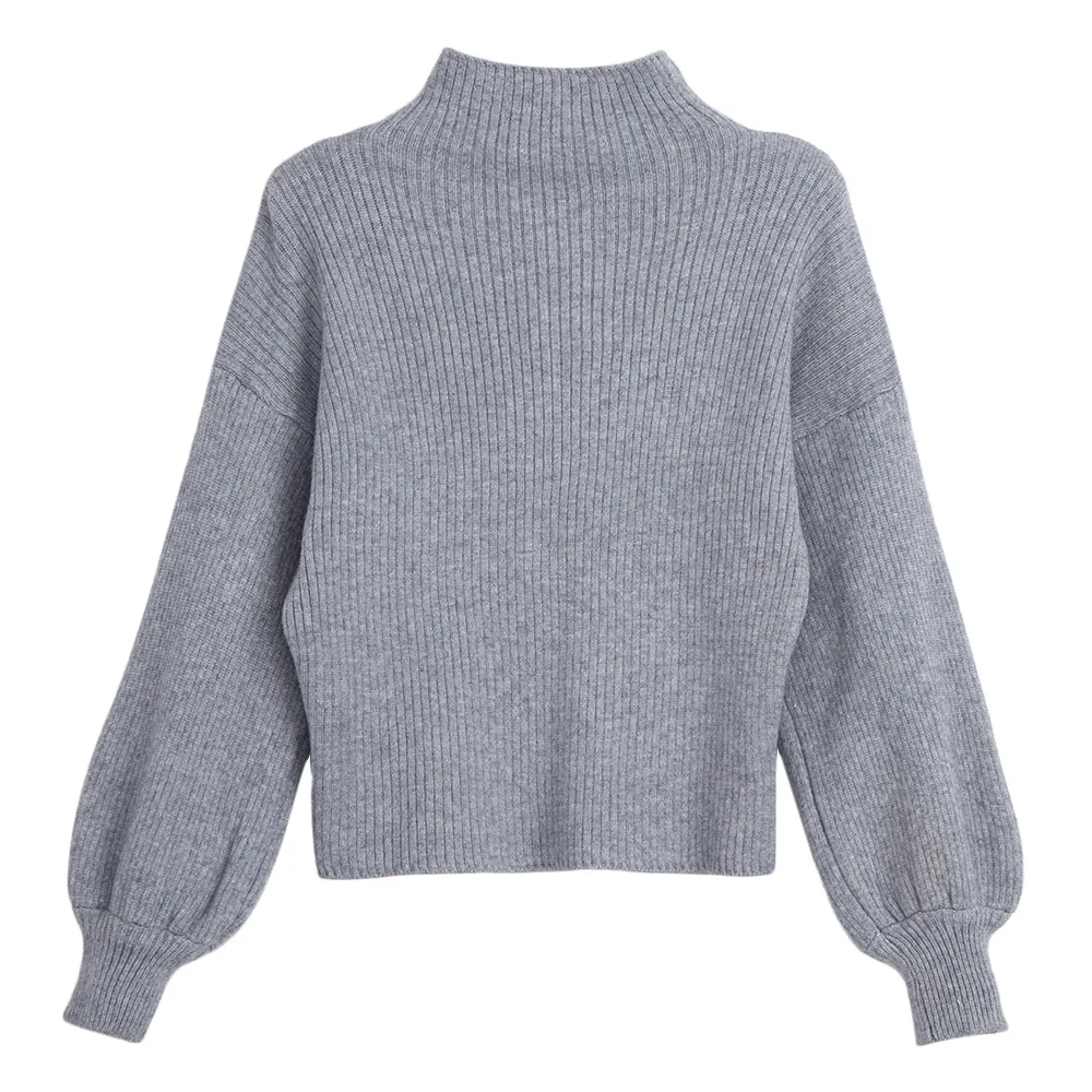 ZAFUL Long Wide Sleeve Funnel Collar Jumper Sweater Women Turtleneck Solid Khaki Loose Pullover Warm Winter Inside Tops 2019 | Женская