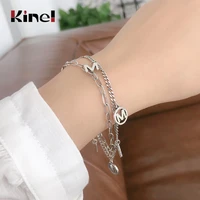 kinel silver 925 vintage old bracelet double layer letter bracelet fine jewelry anti allergy gifts for girl 2020 new