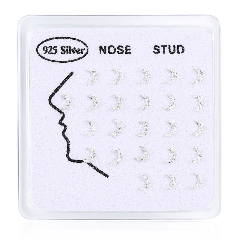 24 шт./компл. пирсинг носа с маленькими лунами и прозрачными фианитами ювелирное