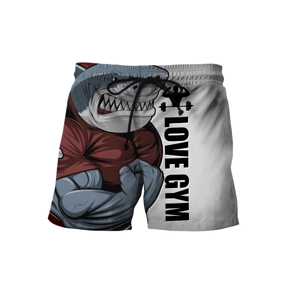 

CLOOCL Shark Love Fitness Shorts 3D Men Clothing Cartoon Animal Sports Pants Casual Harajuku Fashion Beach Shorts Board Pants