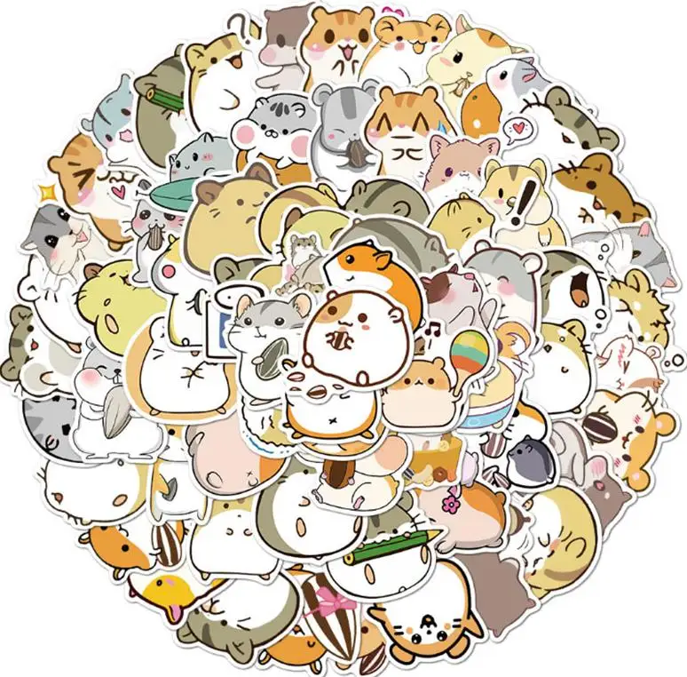 

10/30/50pcs Chubby Hamster Children's Treasure Electric Car Sticker Scooter Pencil Cases Bike Mobile Laptop Traveling Diy