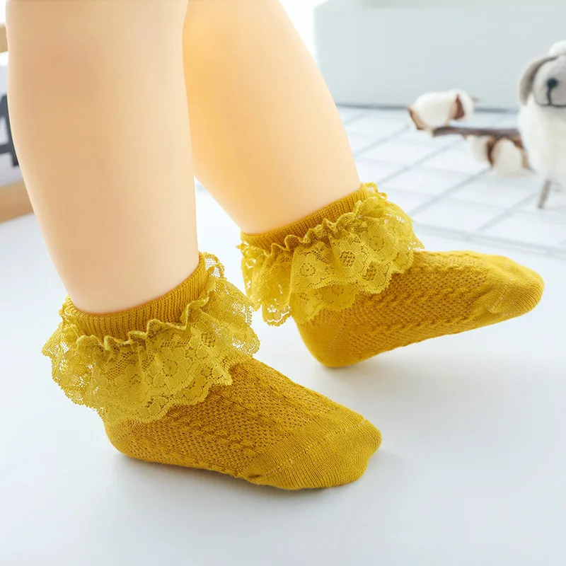 2020 Baby Stuff Kids Baby Girl Frilly Warm Lace Tutu Socks Infant Newborn Toddler Lace Ruffled Solid Ankle Socks