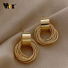 Женские сплетенные серьги-кольца Vnox, элегантные золотистые вечерние ювелирные изделия, шикарные Винтажные серьги-гвоздики в стиле бохо