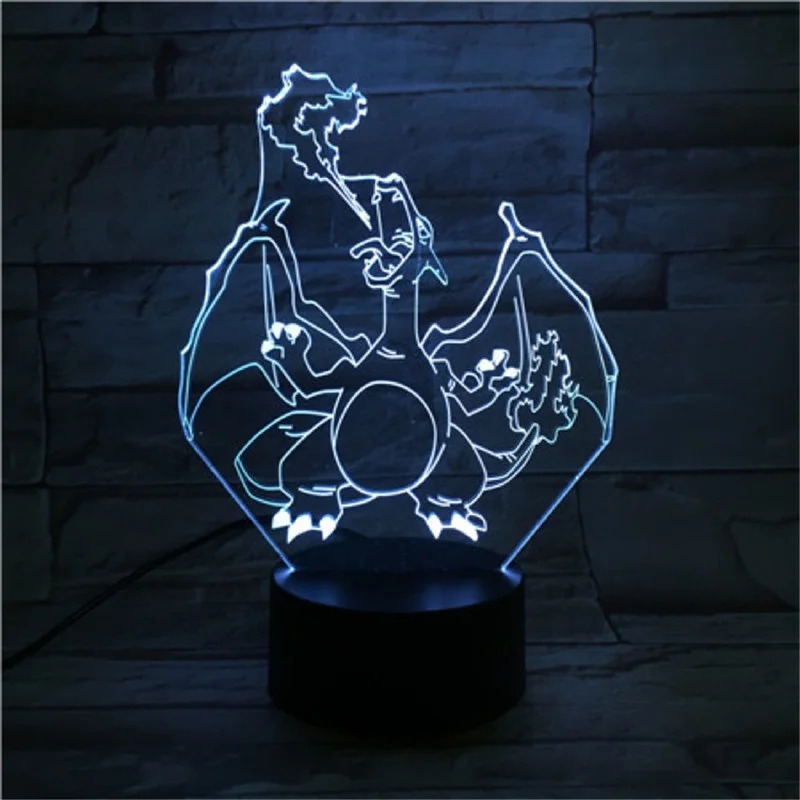 

Новые Фигурки героев Аниме Pokemon Charizard Eevee, 3D светодиодный ночсветильник, меняющая цвет, модель, экшн-логотип, коллекция Lampara, игрушки, фигурка