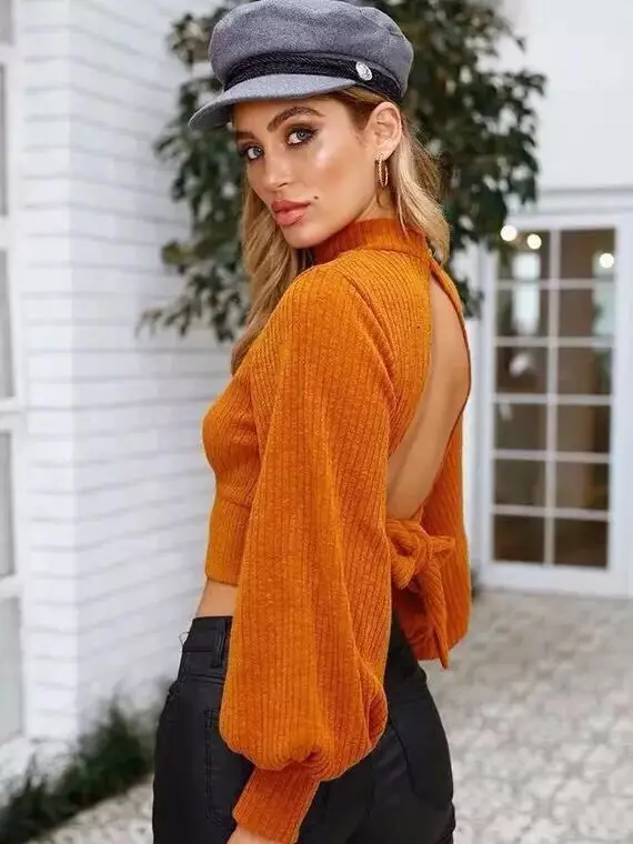 

long sleeve women t-shirt 2020 fashion top autumn sexy hollow out shirt lantern turtleneck female tee plus size harajuku tops