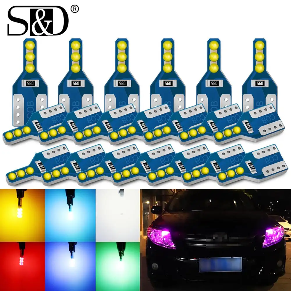 20 шт. W5W светодиодный T10 светильник WY5W 194 168 501 COB автомобильный клиновидный