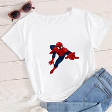 Disney Peter Parker printed t shirts funny ropa aesthetic 90s clothing Marvel harajuku short sleeve hip hop casual Spider Man