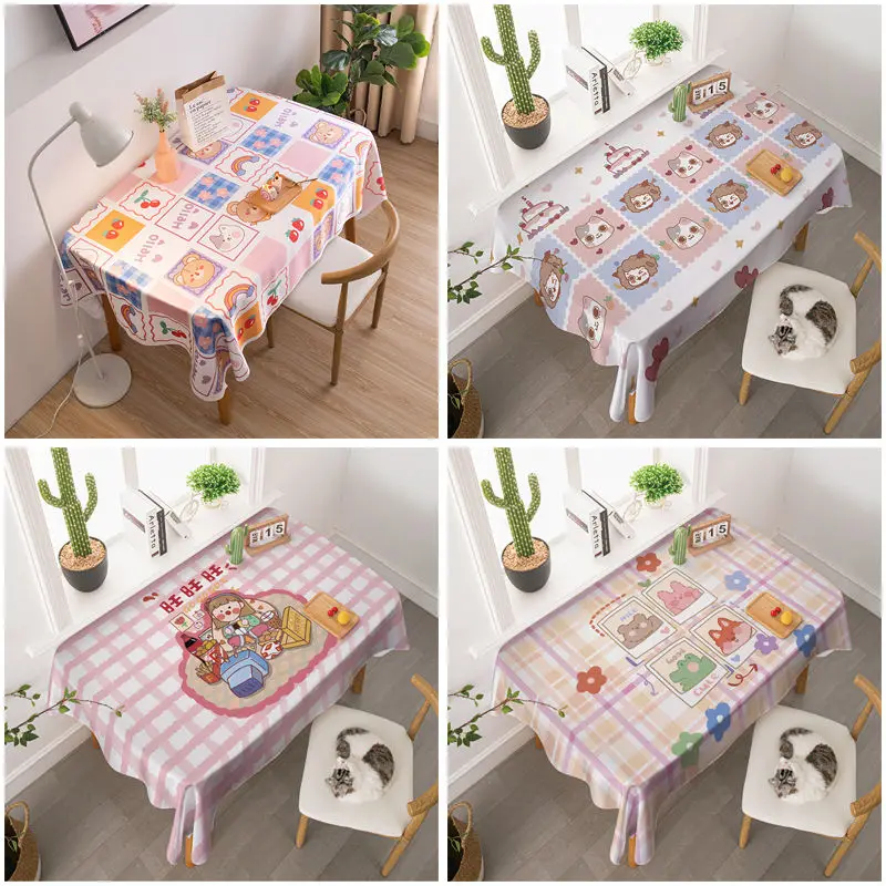 

Tablecloth Rectangular 140cm Cute Kawaii Cartoon Printed Table Cloth Flannel Children Girl Coffee Dining Table Cover Square New