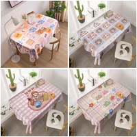 tablecloth rectangular 140cm cute kawaii cartoon printed table cloth flannel children girl coffee dining table cover square new