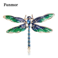 funmor blue rhinestone dragonfly brooches for women kids enamel esmalte butterfly insect brooch animal birthday gifts jewelry